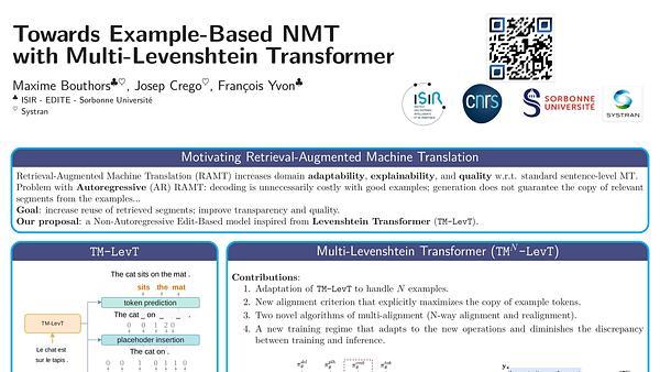 Towards Example-Based NMT with Multi-Levenshtein Transformers