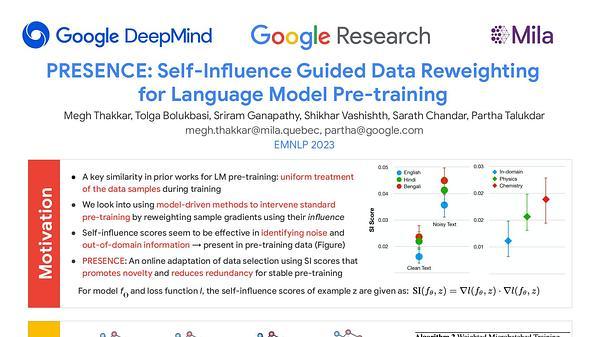 Self-Influence Guided Data Reweighting for Language Model Pre-training