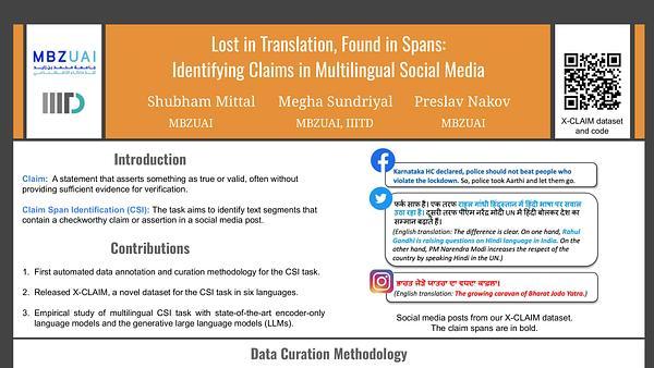 Lost in Translation, Found in Spans: Identifying Claims in Multilingual Social Media