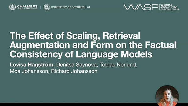 The Effect of Scaling, Retrieval Augmentation and Form on the Factual Consistency of Language Models | VIDEO