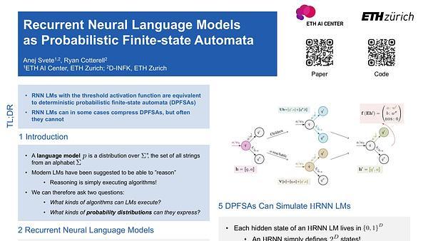 Recurrent Neural Language Models as Probabilistic Finite-state Automata