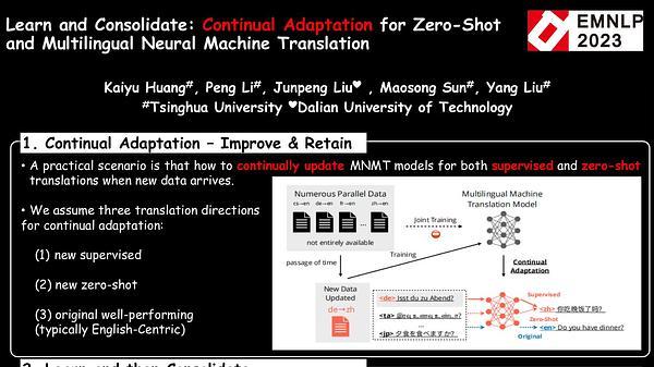 Learn and Consolidate: Continual Adaptation for Zero-Shot and Multilingual Neural Machine Translation