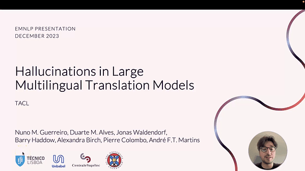 Hallucinations in Large Multilingual Translation Models | VIDEO