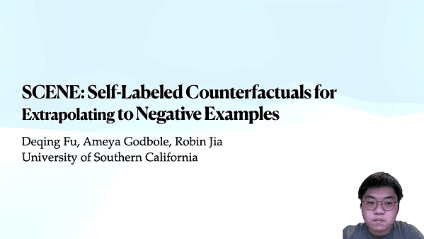 SCENE: Self-Labeled Counterfactuals for Extrapolating to Negative Examples