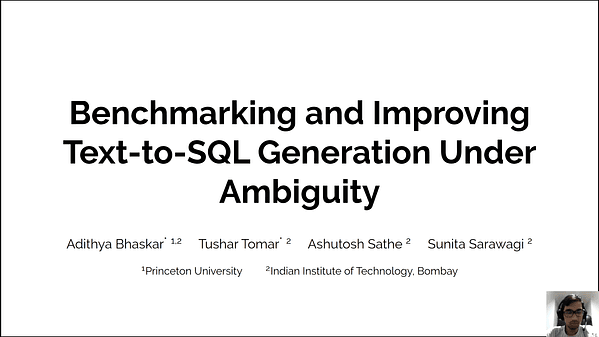 Benchmarking and Improving Text-to-SQL Generation under Ambiguity | VIDEO