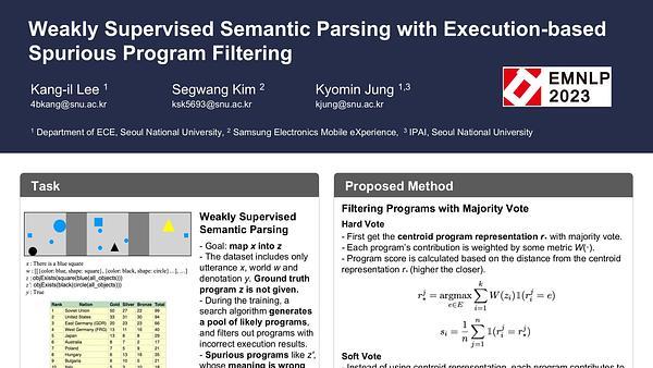 Weakly Supervised Semantic Parsing with Execution-based Spurious Program Filtering