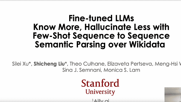 Fine-tuned LLMs Know More, Hallucinate Less with Few-Shot Sequence-to-Sequence Semantic Parsing over Wikidata | VIDEO