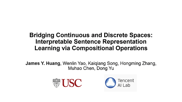 Bridging Continuous and Discrete Spaces: Interpretable Sentence Representation Learning via Compositional Operations