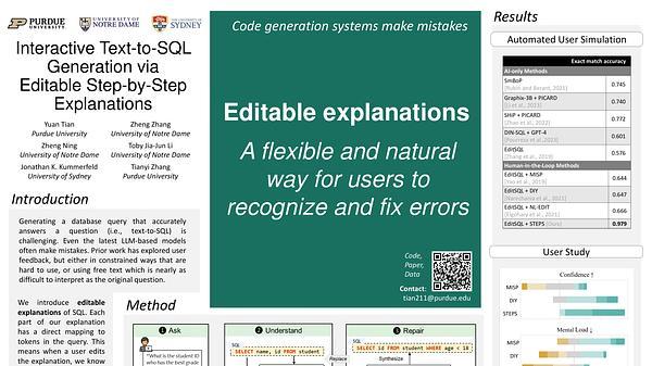 Interactive Text-to-SQL Generation via Editable Step-by-Step Explanations | VIDEO