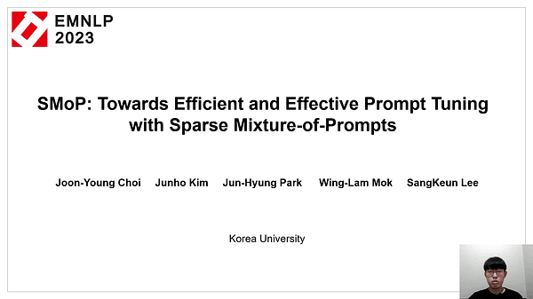 SMoP: Towards Efficient and Effective Prompt Tuning with Sparse Mixture-of-Prompts | VIDEO