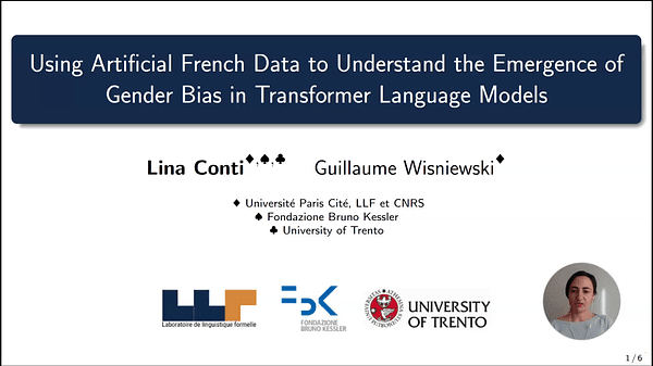 Using Artificial French Data to Understand the Emergence of Gender Bias in Transformer Language Models | VIDEO