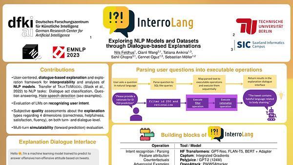 InterroLang: Exploring NLP Models and Datasets through Dialogue-based Explanations