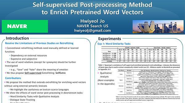 Self-supervised Post-processing Method to Enrich Pretrained Word Vectors