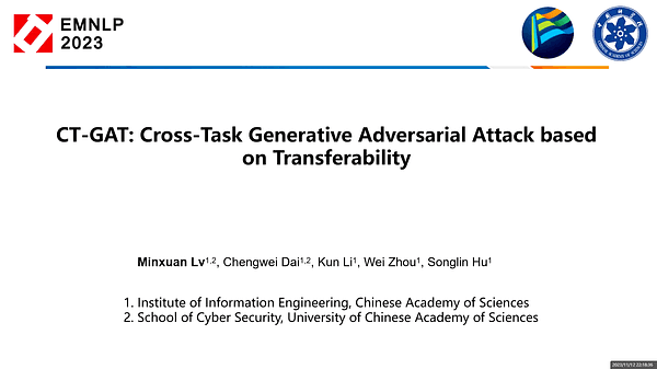 CT-GAT: Cross-Task Generative Adversarial Attack based on Transferability | VIDEO