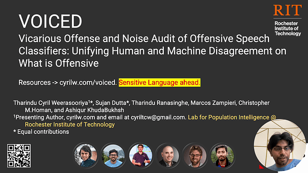 Vicarious Offense and Noise Audit of Offensive Speech Classifiers: Unifying Human and Machine Disagreement on What is Offensive | VIDEO