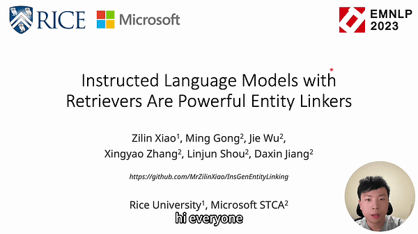 Instructed Language Models with Retrievers Are Powerful Entity Linkers | VIDEO