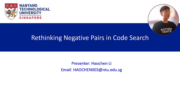 Rethinking Negative Pairs in Code Search | VIDEO