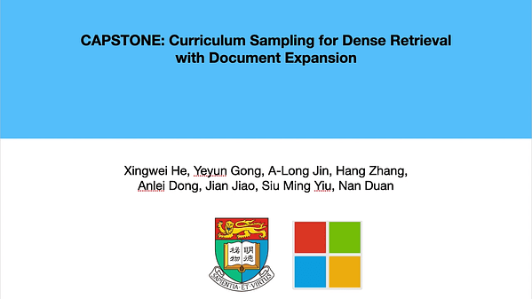 CAPSTONE: Curriculum Sampling for Dense Retrieval with Document Expansion