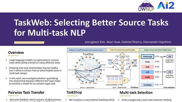 TaskWeb: Selecting Better Source Tasks for Multi-task NLP