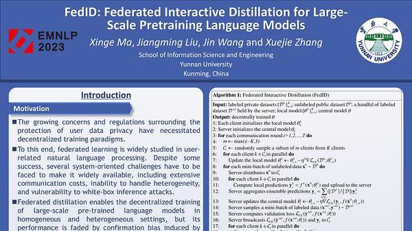 FedID: Federated Interactive Distillation for Large-Scale Pretraining Language Models