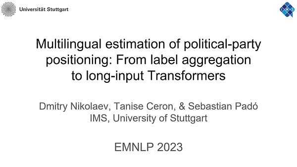 Multilingual estimation of political-party positioning: From label aggregation to long-input Transformers | VIDEO