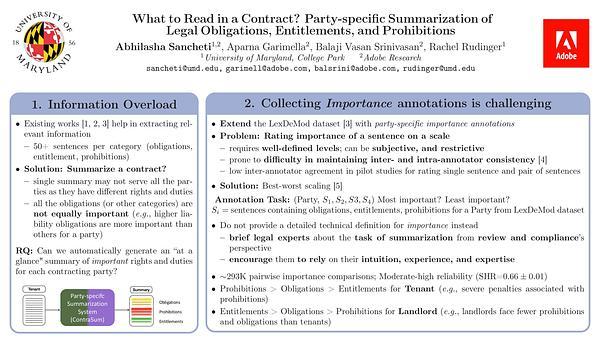 What to Read in a Contract? Party-Specific Summarization of Legal Obligations, Entitlements, and Prohibitions