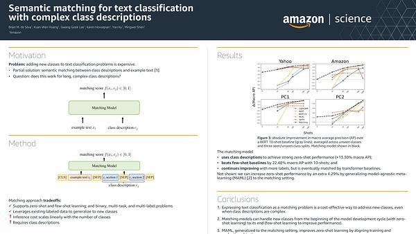 Semantic matching for text classification with complex class descriptions