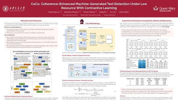 CoCo: Coherence-Enhanced Machine-Generated Text Detection Under Low Resource With Contrastive Learning