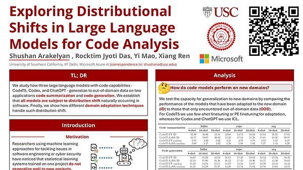 Exploring Distributional Shifts in Large Language Models for Code Analysis