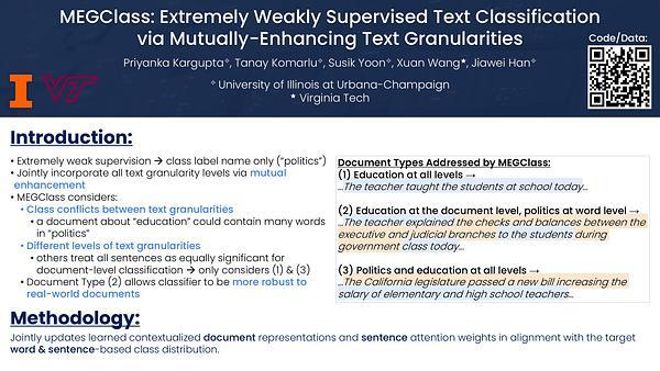 MEGClass: Extremely Weakly Supervised Text Classification via Mutually-Enhancing Text Granularities