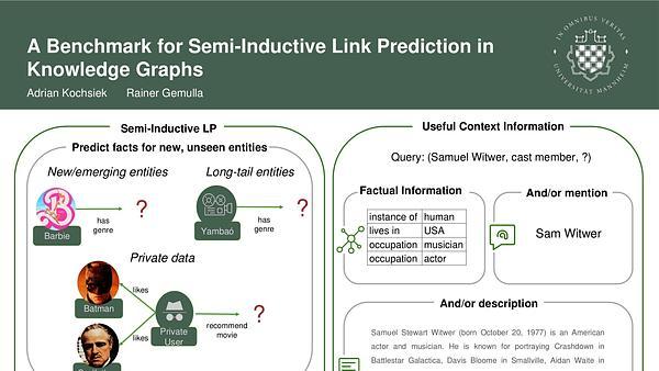 A Benchmark for Semi-Inductive Link Prediction in Knowledge Graphs