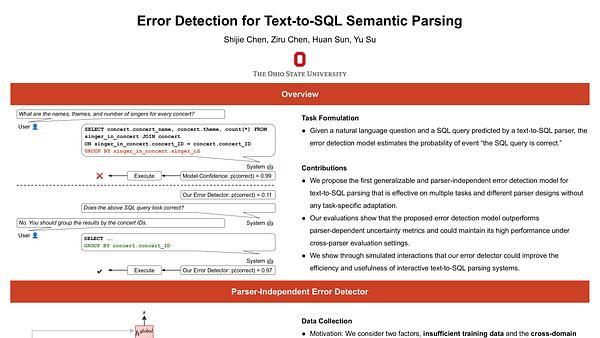 Error Detection for Text-to-SQL Semantic Parsing