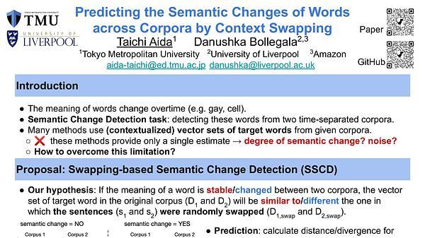 Swap and Predict -- Predicting the Semantic Changes in Words across Corpora by Context Swapping