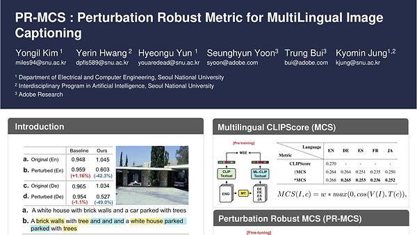 PR-MCS: Perturbation Robust Metric for MultiLingual Image Captioning