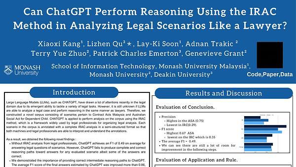 Can ChatGPT Perform Reasoning Using the IRAC Method in Analyzing Legal Scenarios Like a Lawyer?