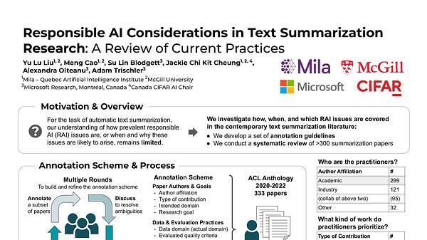 Responsible AI Considerations in Text Summarization Research: A Review of Current Practices | VIDEO