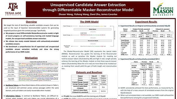 Unsupervised Candidate Answer Extraction through Differentiable Masker-Reconstructor Model