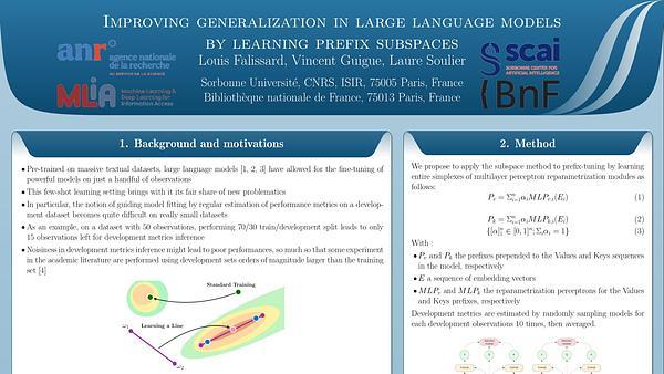 Improving generalization in large langue model by learning prefix subspaces