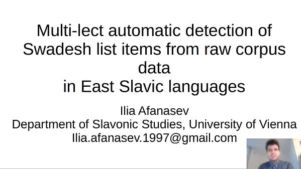 Multi-lect automatic detection of Swadesh list items from raw corpus data in East Slavic languages