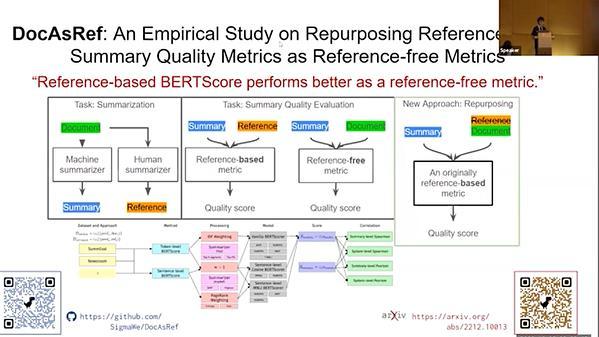 DocAsRef: A Pilot Empirical Study on Repurposing Reference-based Summary Quality Metrics as Reference-free Metrics | VIDEO