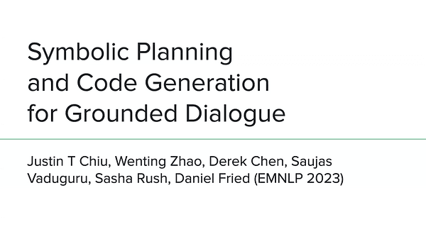 Symbolic Planning and Code Generation for Grounded Dialogue