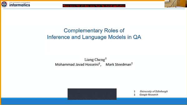 Complementary Roles of Inference and Language Models in QA