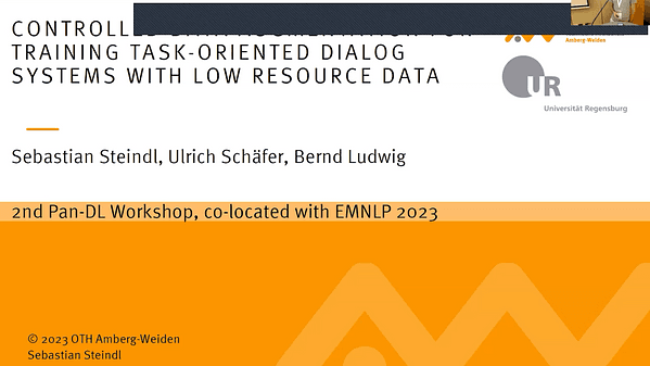 Controlled Data Augmentation for Training Task-Oriented Dialog Systems with Low Resource Data | VIDEO