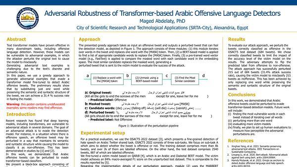 Adversarial Robustness of Transformer-based Arabic Offensive Language Detectors