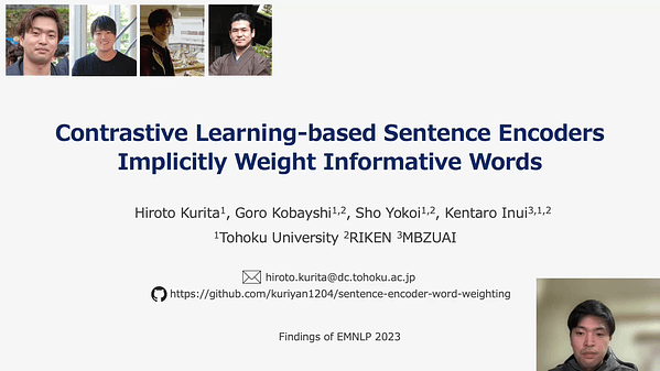 Contrastive Learning for Sentence Encoder Induces Word Weighting by Information-Theoretic Quantities | VIDEO