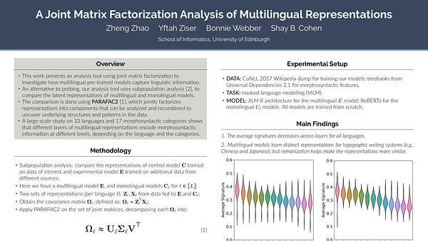 A Joint Matrix Factorization Analysis of Multilingual Representations