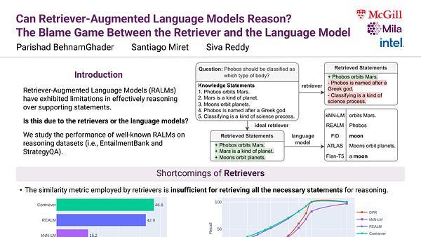 Can Retriever-Augmented Language Models Reason? The Blame Game Between the Retriever and the Language Model