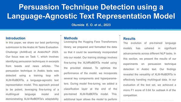 Legend at ArAIEval Shared Task: Persuasion Technique Detection using a Language-Agnostic Text Representation Model