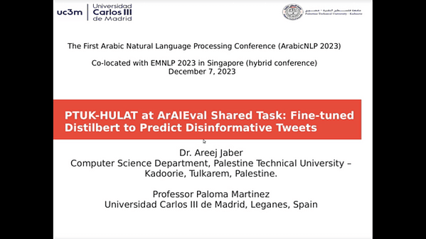 PTUK-HULAT at ArAIEval Shared Task Fine-tuned Distilbert to Predict Disinformative Tweets