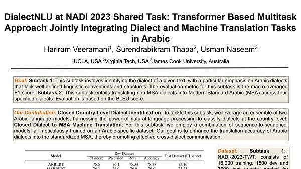 DialectNLU at NADI 2023 Shared Task: Transformer Based Multitask Approach Jointly Integrating Dialect and Machine Translation Tasks in Arabic